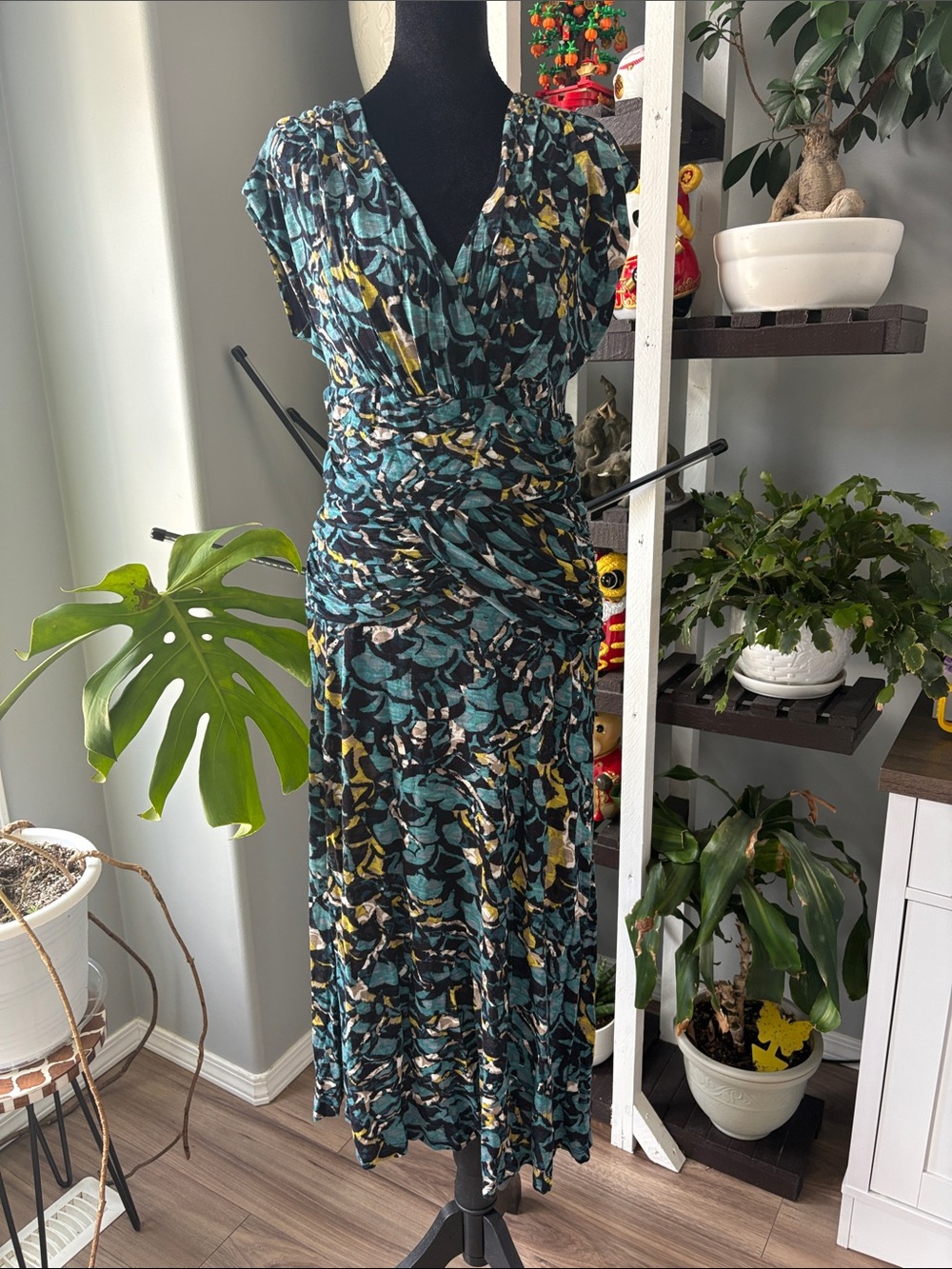 NWOT Anthropologie Moulinette Soeurs Teal Floral-Print Maxi Dress
